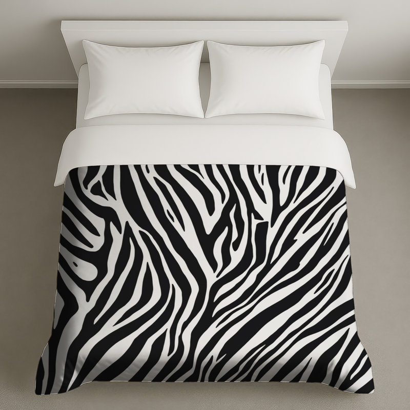 Housses de couette noires et blanches à rayures zébrées, Grand lit