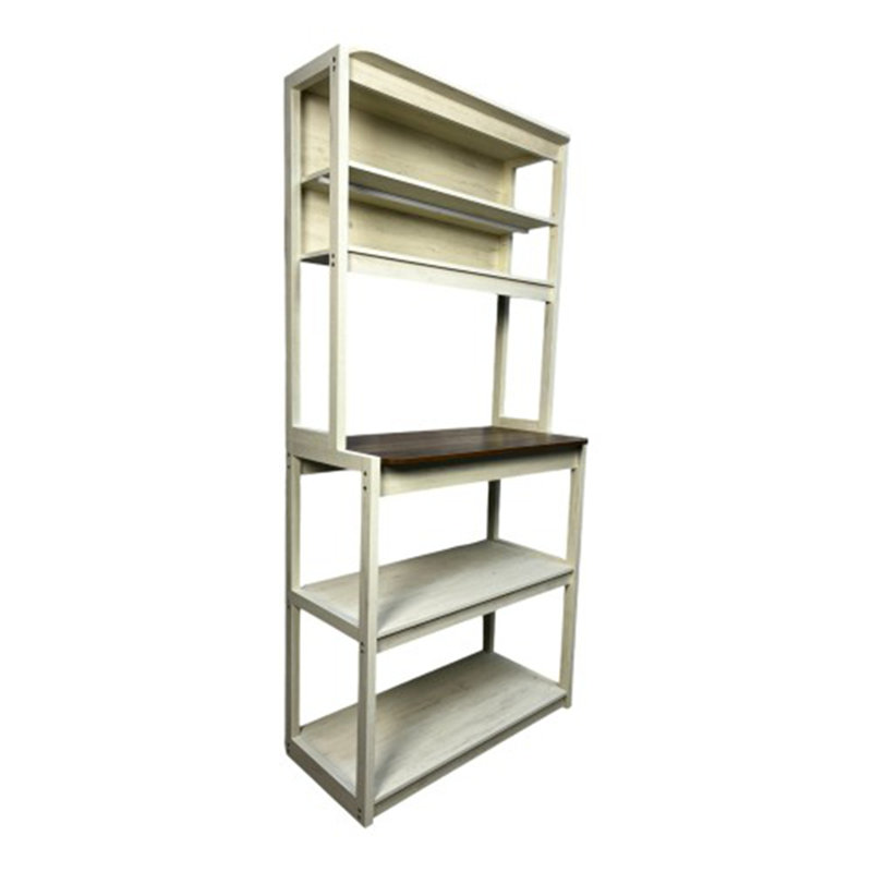 5-Tier Bakers Rack for Kitchen with Storage, 66.93" H x 31.5" W x 15.75" D, White/Brown