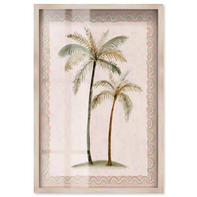 Watercolor Palms III Shadowbox Print Boho Coastal Art by Art Remedy, Blonde Frame, 36 x 54