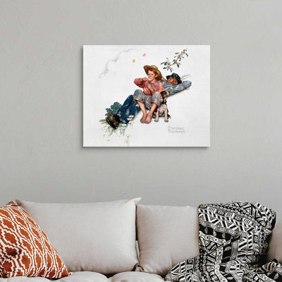 Grandpa et moi, cueillette de marguerites, art mural sur toile