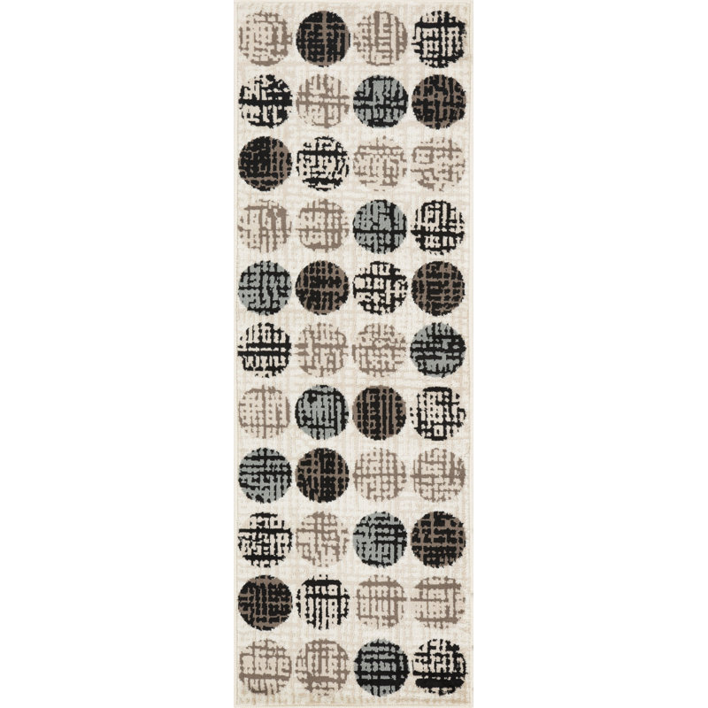 Tapis brun à pois Evgenia, Tapis de couloir 2 pi x 6 pi