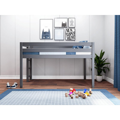 Johannes Solid Wood Twin Low Loft Bed with Ladder