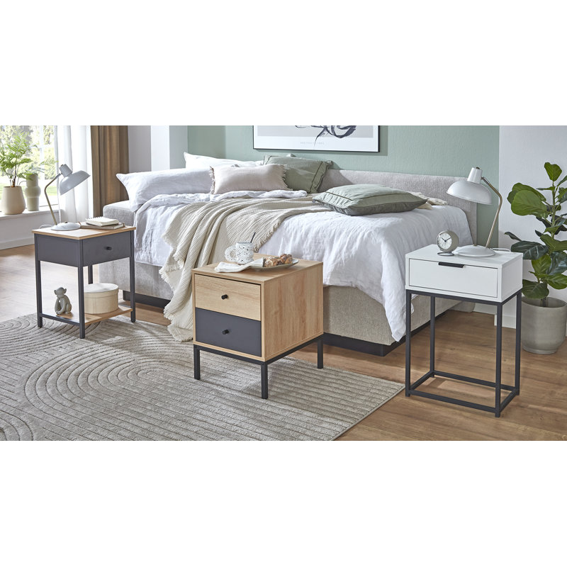 40cm W Metal Bedside Table