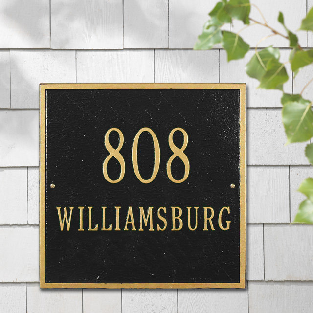2-Line Wall Address Plaque, Black and Gold, Yes