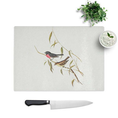 Tempered Glass Breasted Wood Robin by Elizabeth Gould Chopping Board