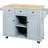 Grey Blue Kitchen Cart With Adjustable Storage & Drop, 5 Rolling Wheels Drop Countertop And Internal , Wheels, 3 Drawers, For Dinning Room-398320454