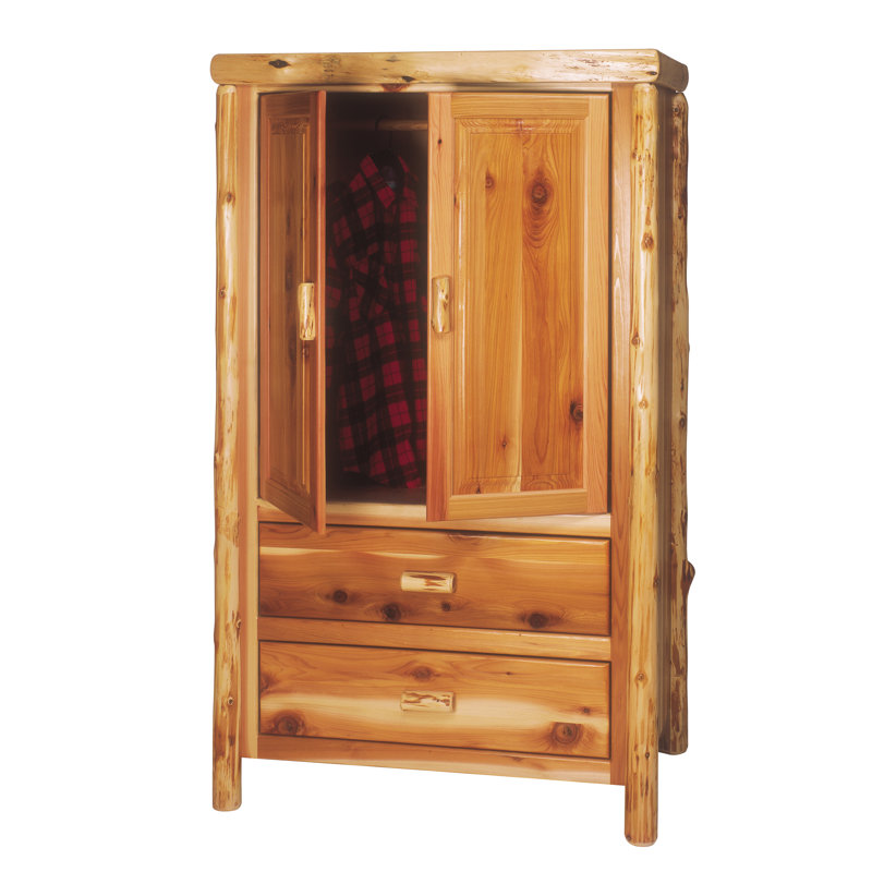 Garde-robe à deux tiroirs avec tringle en cèdre Fireside Lodge - cèdre naturel - ligne Premium