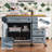 Kitchen Island With Drop Leaf, Embossed Texture, Wheels, Spice Rack, Towel Rack, 2 Doors, 5 Drawers, And Adjustable Shelf, Blue Grey Storage Cart | Gift Idea-1636427038