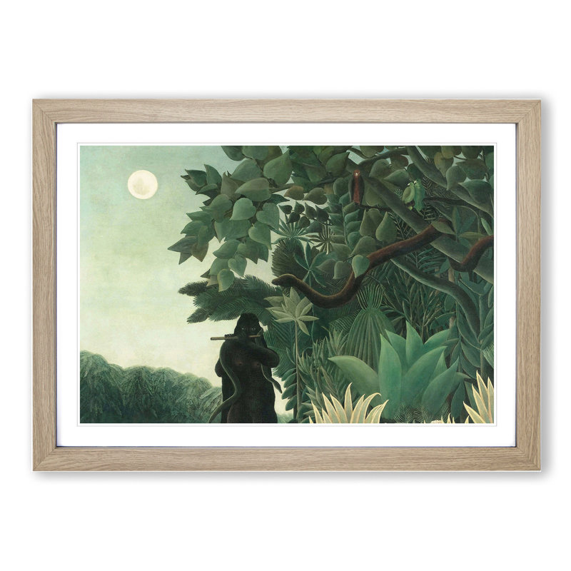 The Snake Charmer by Henri Rousseau - Framed Print, 48cm H x 65cm W x 2cm D, Oak Framed