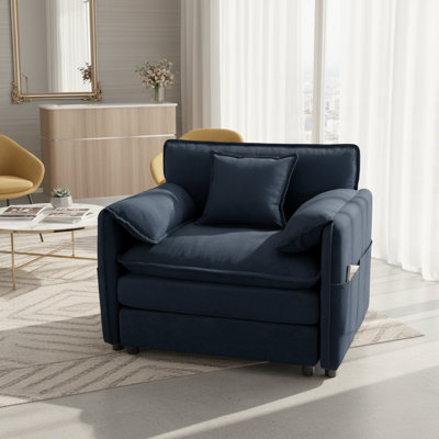 Fauteuil surdimensionné de 41,73 po, fauteuil rembourré moderne avec 1 coussin décoratif, canapé modulaire modulaire pour le salon, canapé à lecture profonde pour appartement dans la chambre à coucher, combinaison de bricolage en chenille