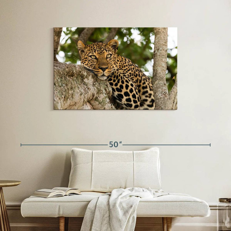 Brampt Leopard On Tree Trunk, 26" H x 39" W
