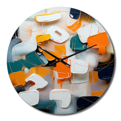 Peinture orange abstraite «Orange Happiness» - horloge murale