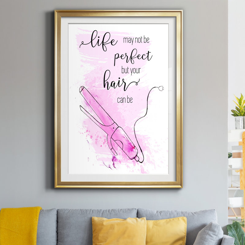 Perfect Hair - Reproduction d'art textuel sur papier encadré, H 18,5 po x l 24,5 po x P 1,5 po, Papier doré