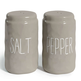 Farmhouse Salt And Pepper Shakers Set With Adjustable Lids, Modern