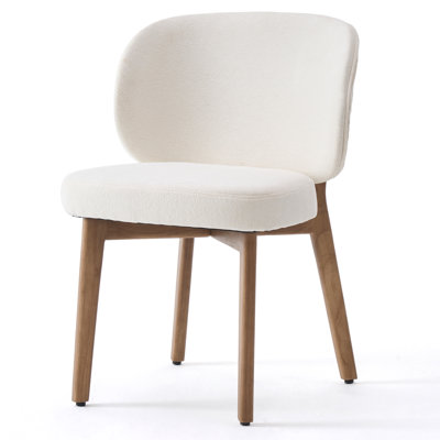 20.1" Extra Wide Upholstered Dining Chair, Side Chair with High Wingback, Armless Vanity Chair With Solid Wood Legs For Dining Living Room Vanity Office, Beige, Single