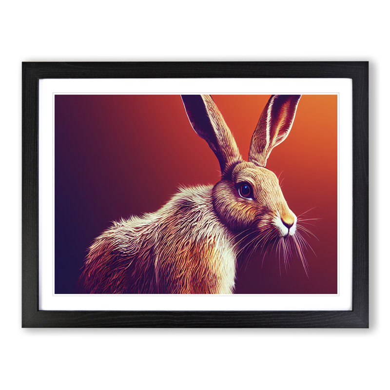 Hare - Single Picture Frame Print, 46cm H x 64cm W x 2cm D, Black Framed