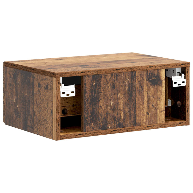 49cm W Manufactured Wood Bedside Table, Old Wood