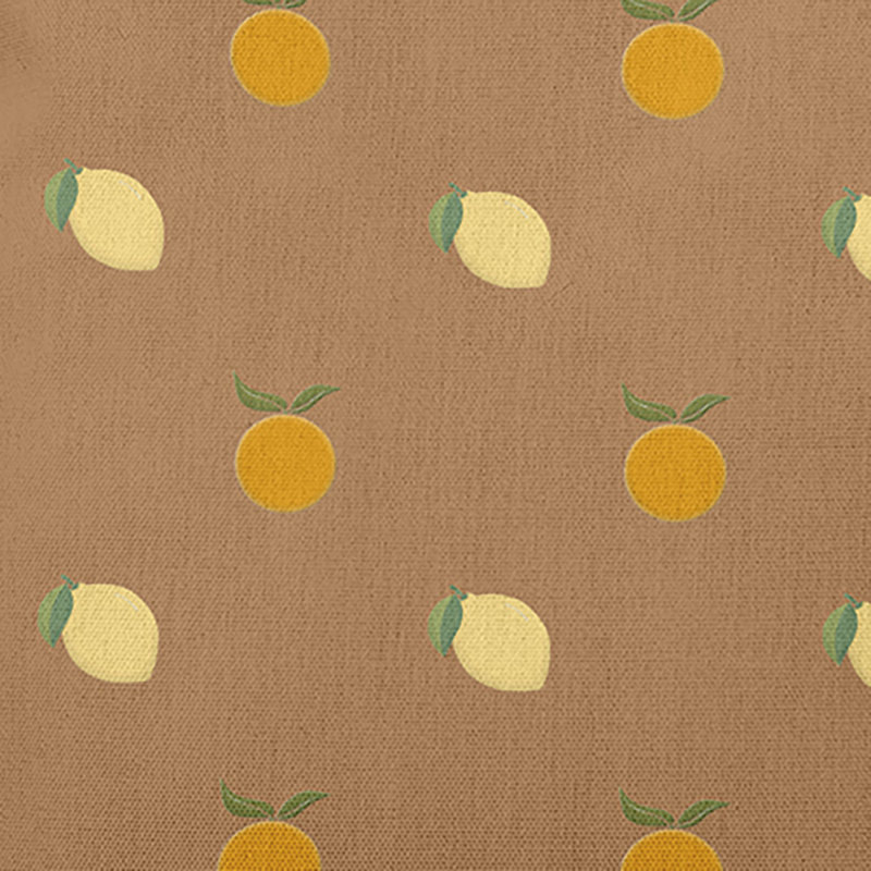 Coussin Oranges and Lemons, H 20 po x l 20 po, Cacahuète / jaune clair / orange