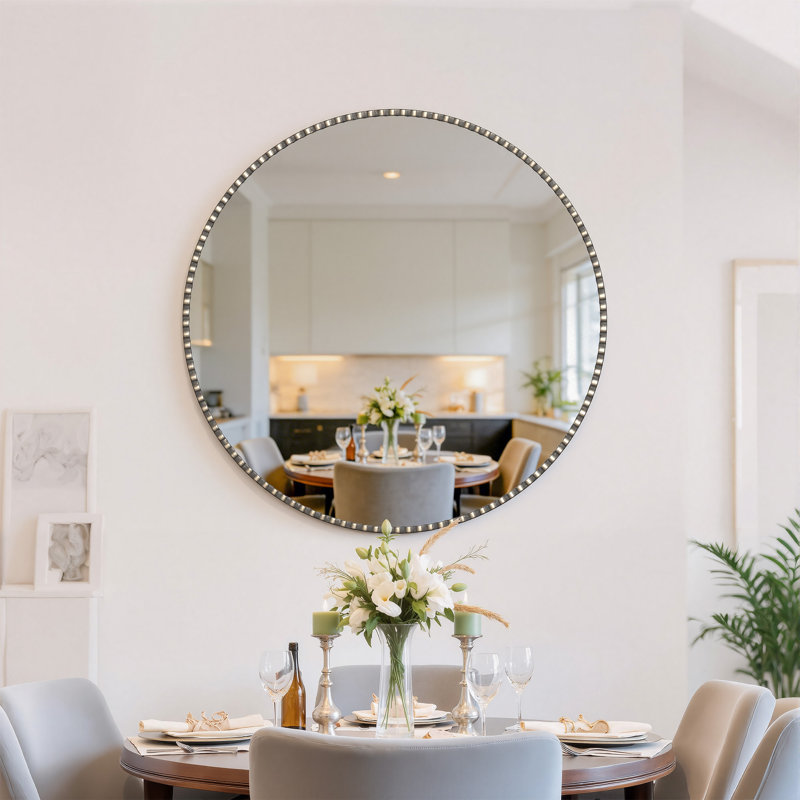 Miroir d'appoint Vintage, Noir mat, 35,5 po x 35,5 po