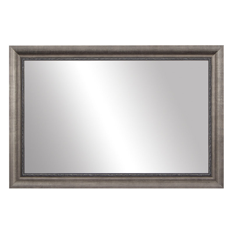 Ventura Hall Wood Framed Mirror with Safety Backing Ideal for Bathroom / Vanity Mirror, Antique Pewter, 32" x 54"