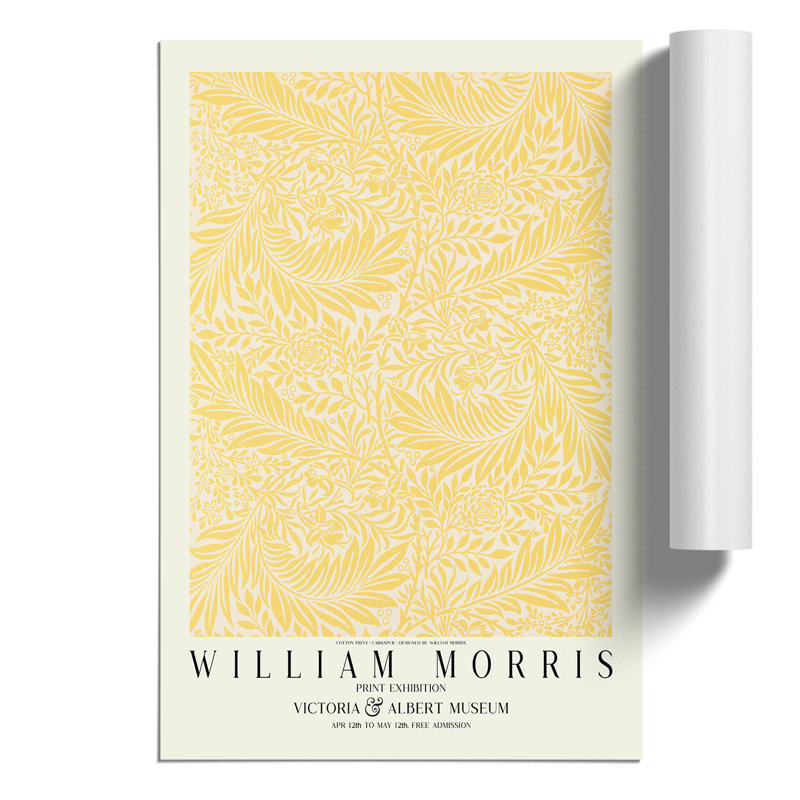 Larkspur With Border by William Morris - No Frame Painting, 42cm H x 30cm W x 0.1cm D