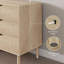 Commode de chambre à coucher, commode 6 tiroirs avec panneaux cannelés, chêne