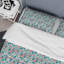 Fleurs roses et blanches sur fond bleu clair - ensemble de housse de couette moderne - microfibre de polyester-2094319518