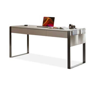 Rectangular Manufactured Wood+Steel+Leather with 3 drawers desk