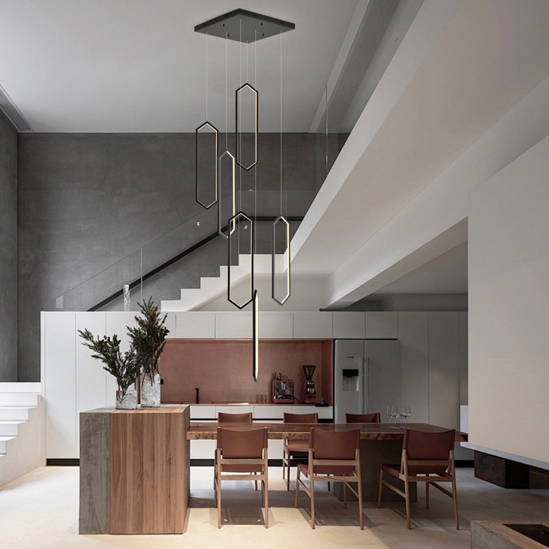 Luminaire suspendu en forme de grappe pour escalier avec télécommande Keysha 