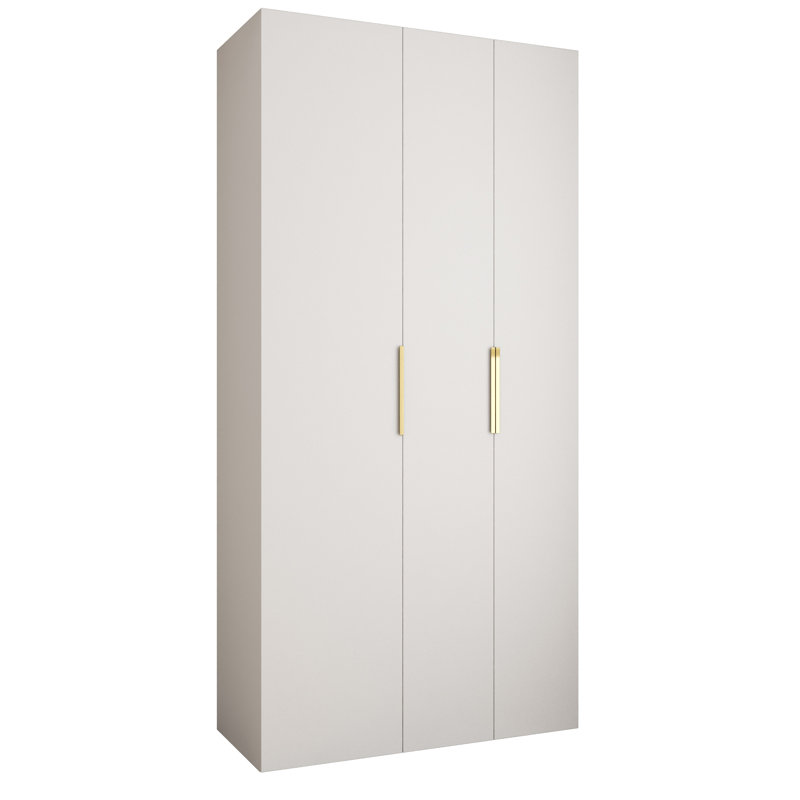 Wardrobe Moko 4, Cashmere/Gold, 245,5cm H x 120cm W x 50cm D