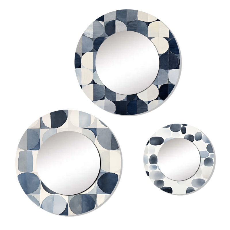 Ellizabeth Metal Round Mirror, Circle Matrix
