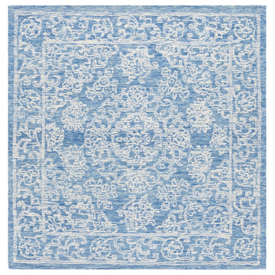 Plarent Ebony Hand Tufted Wool Cotton Oriental Rug in Ivory/Blue
