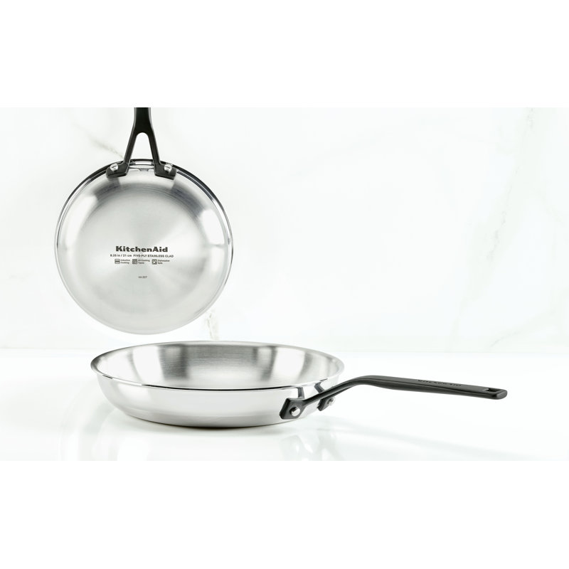 KitchenAid 5-Ply Clad Stainless Steel Frying Pan Set, 2-Piece, Polished Stainless Steel