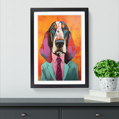 Basset Hound Modern - Framed Print