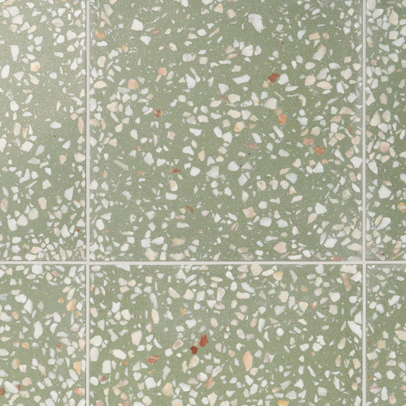 True Terrazzo 16x16 Polished Terrazzo Tile, Lisbon Green