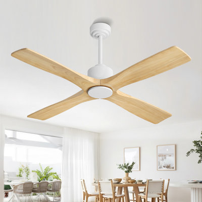48 po Ventilateur de plafond d'intérieur à 4 pales en bois massif avec télécommande Dc Motor