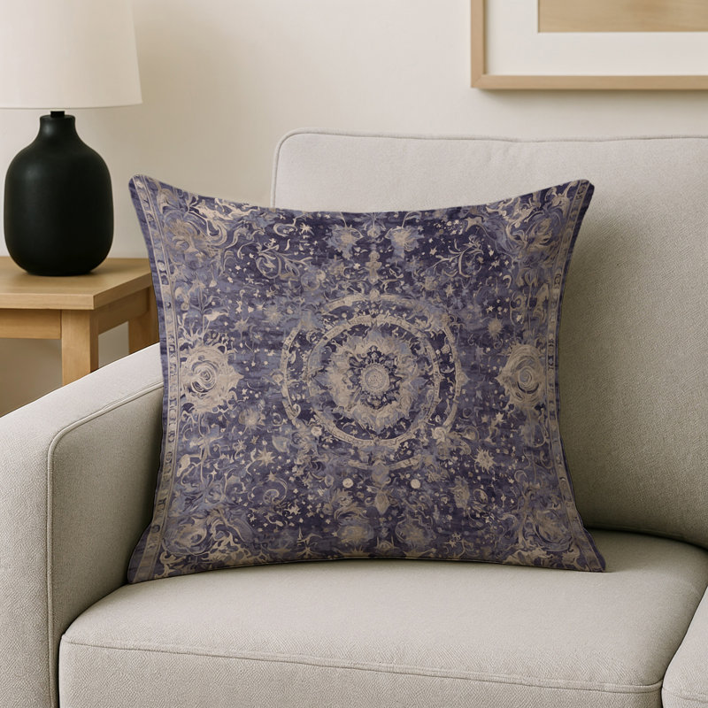 Coussin décoratif intérieur / extérieur gris Modern Modern, Carré 16 po, Rose abstrait