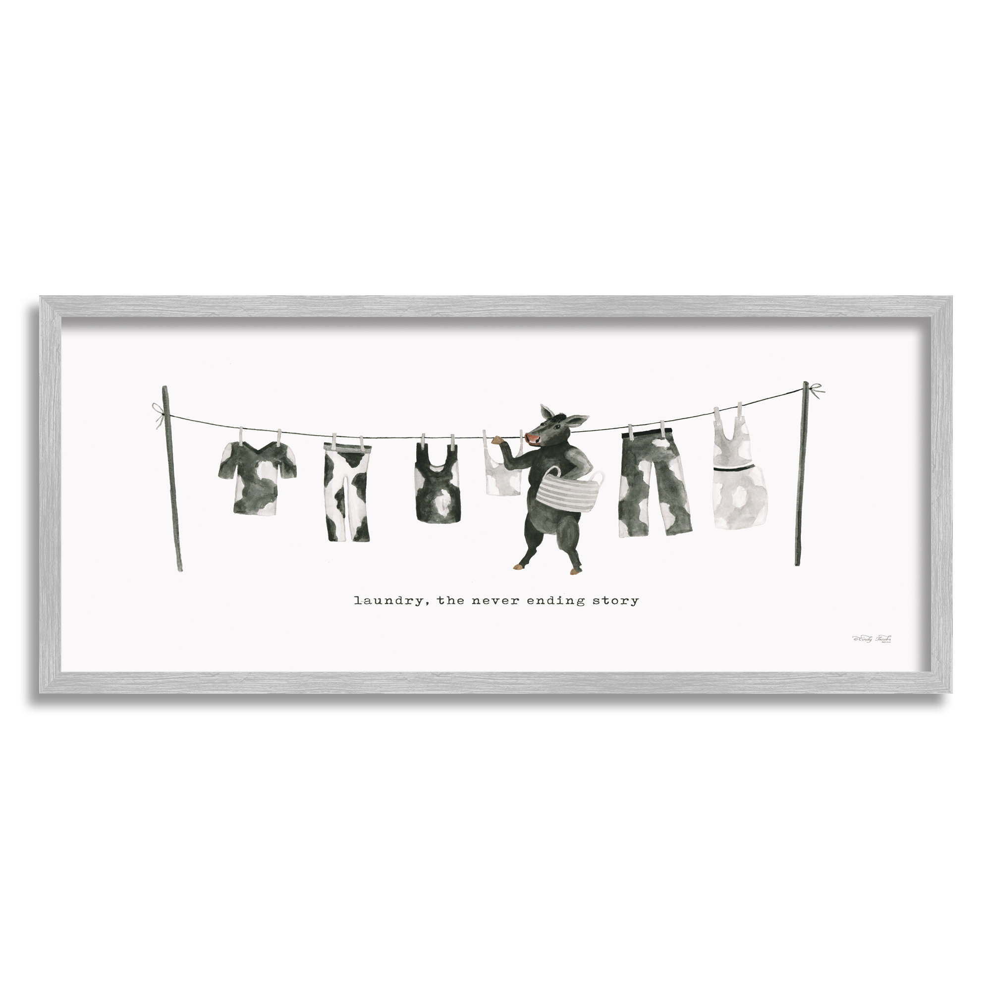 Stupell Industries Cow Doing Laundry Canvas Wall Art Design by Cindy ...