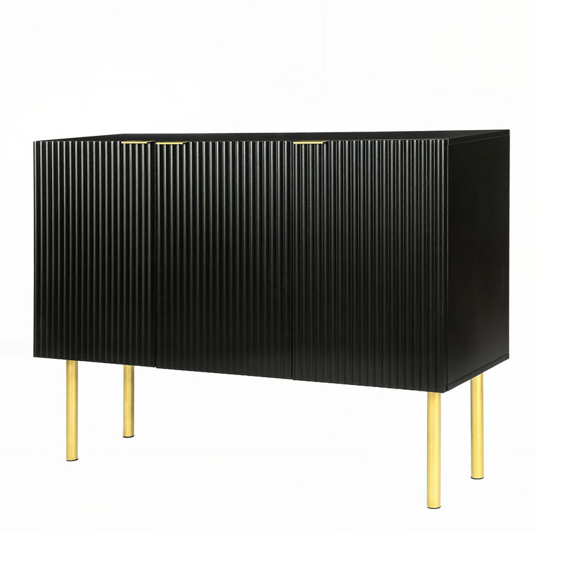 Storage Console Table with Adjustable Shelves, Black