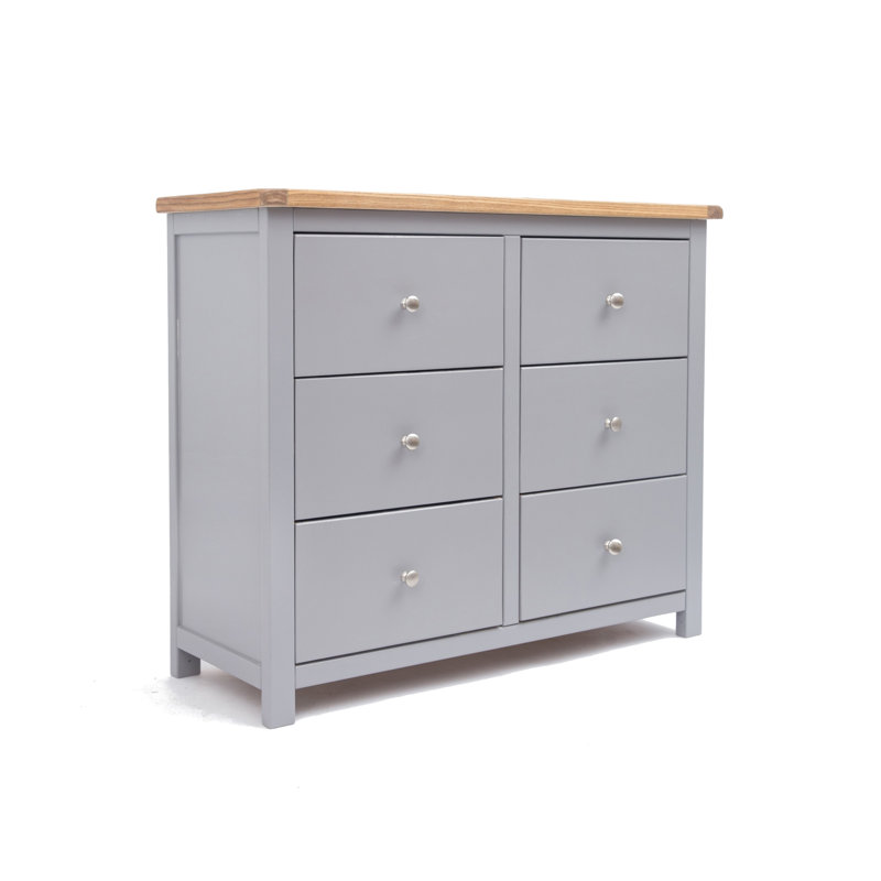 Millport 110cm W 6 - Drawer Chest of Drawers, Natural/Grey/Chrome