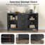 Armoire de rangement à buffet, crédence cannelée avec deux portes et trois tiroirs pour la cuisine et le salon