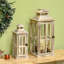 Ensemble de 2 grandes lanternes en bois rustiques décoratives d'intérieur / d'extérieur 28 po / 20 po Homcom (sans verre) Homcom