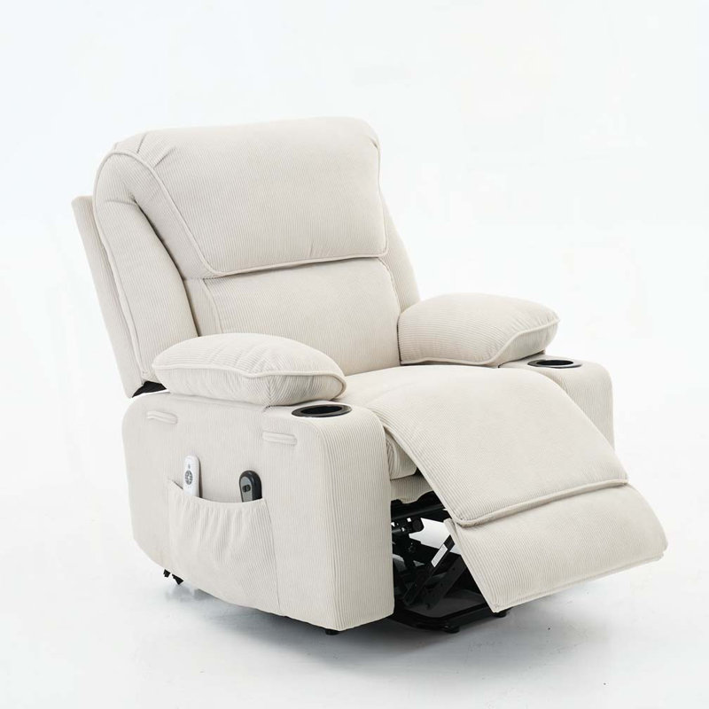 Remote-Controlled Heating and Massage Assistive Recliner, Ivory
