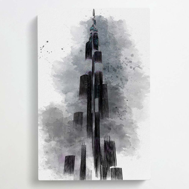 Burj Khalifa In Dubai In Abstract - Wrapped Canvas Print, 60cm H x 40cm W x 3cm D