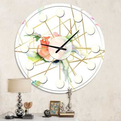 Horloge murale orange Mid-Century