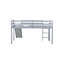 Lit simple mezzanine bas avec glissade, échelle, barrières de sécurité, lit mezzanine simple en bois d'hévéa, gris-666153737