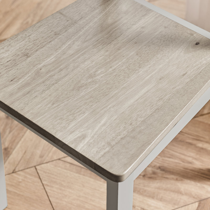 Ensemble de table de salle à manger extensible Alissah, 5 pièces: table, 2 bancs, 2 chaises, Blanc / Gris