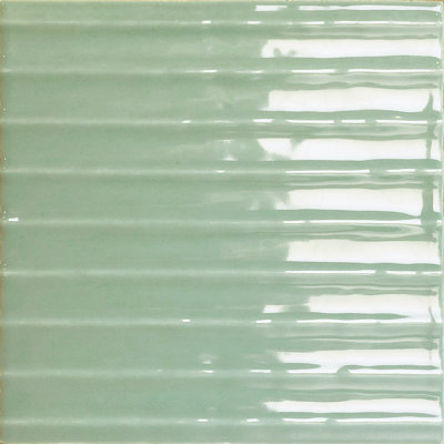 5x5" FLOW COLLECTION WAVE CERAMIC WALL TILE, MOSS, GLOSSY