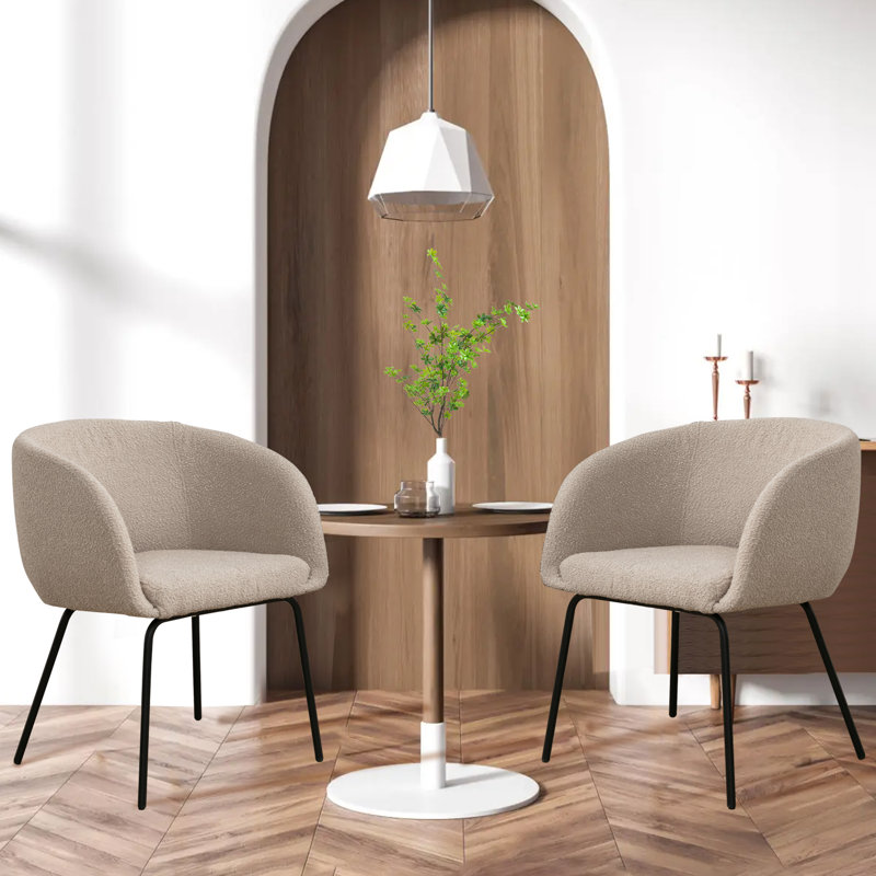 Damle 19.49'' H Upholstered Metal Armchair, Light Coffe