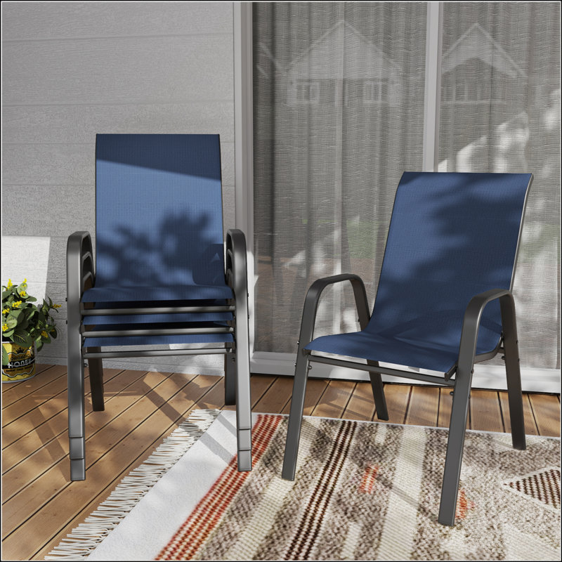 Ensemble de chaises de salle à manger d'extérieur 4 pièces avec structure en métal Teslin imperméable et résistante à la rouille pour patio, restaurant, salle de banquet